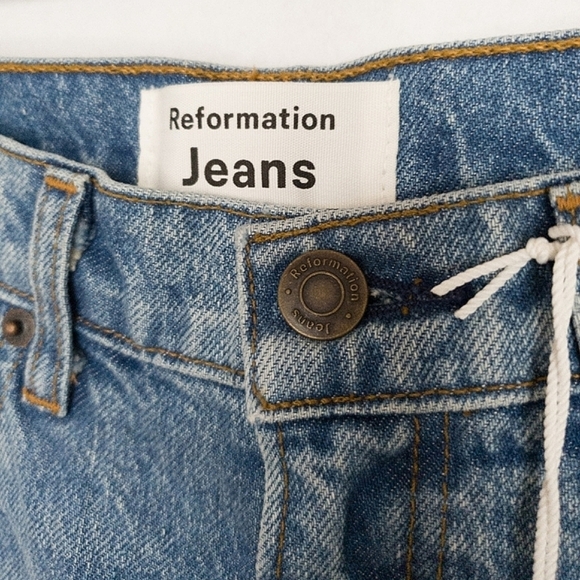 Reformation Chiara Ankle Ties Straight Leg High Rise Jean in Shasta NWT - Picture 6 of 11